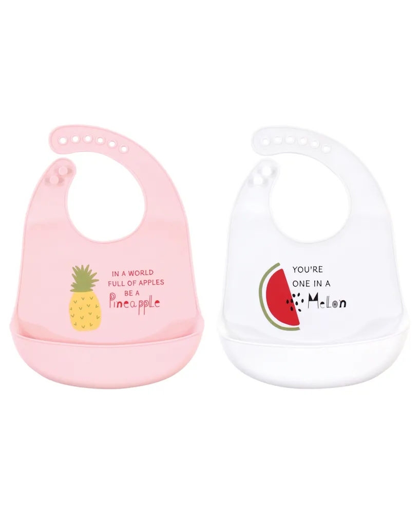 Hudson Baby Infant Girl Silicone Bibs 2pk, Fruits