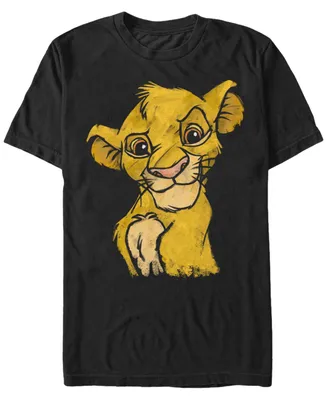 Disney Men's Lion King Young Simba Smiling Portrait Sketch Short Sleeve T-Shirt