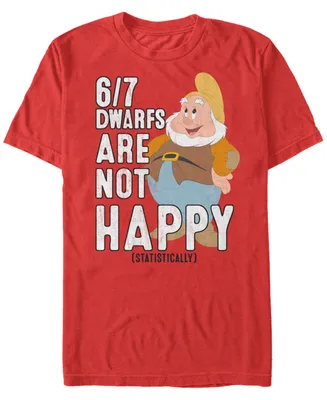 Disney Men's Snow White Statistically 6/7 Dwarfs are Unhappy Short Sleeve T-Shirt