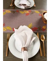 Design Imports Shimmering Leaves Embroidered Table Runner