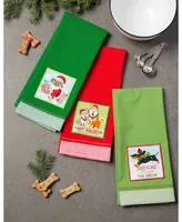 Design Imports Assorted Holiday Pup Embellished Dishtowel Set