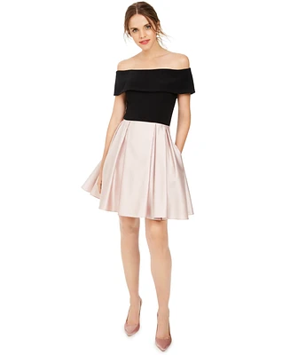 Betsy & Adam Off-The-Shoulder Fit Flare Dress