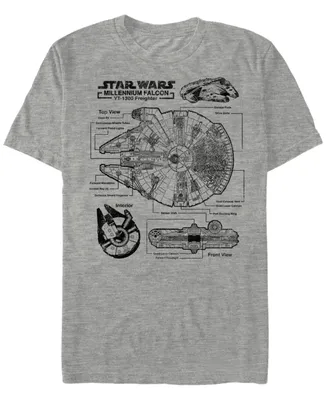Star Wars Men's Classic Millennium Falcon Build Short Sleeve T-Shirt