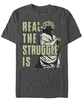 Fifth Sun Men's Star Wars Yoda Real The Struggle Is Short Sleeve T-shirt