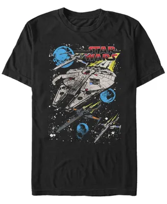 Star Wars Men's Classic Millennium Falcon Battle Short Sleeve T-Shirt