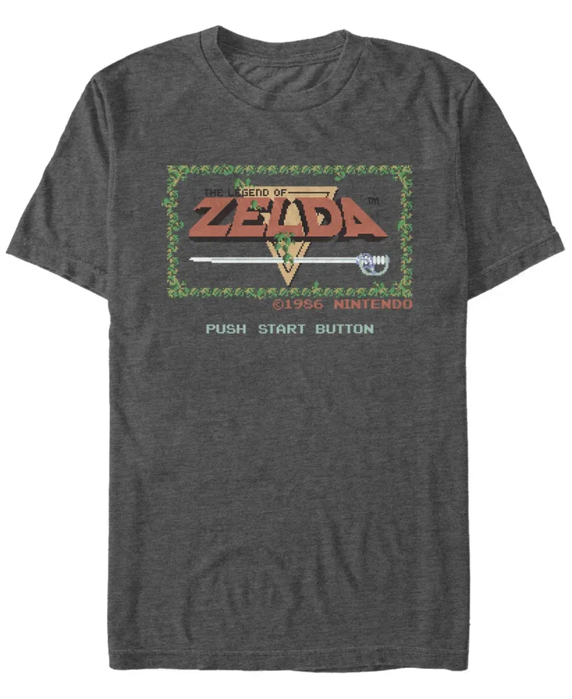Nintendo Men's Legend of Zelda Push Start Button Short Sleeve T-Shirt