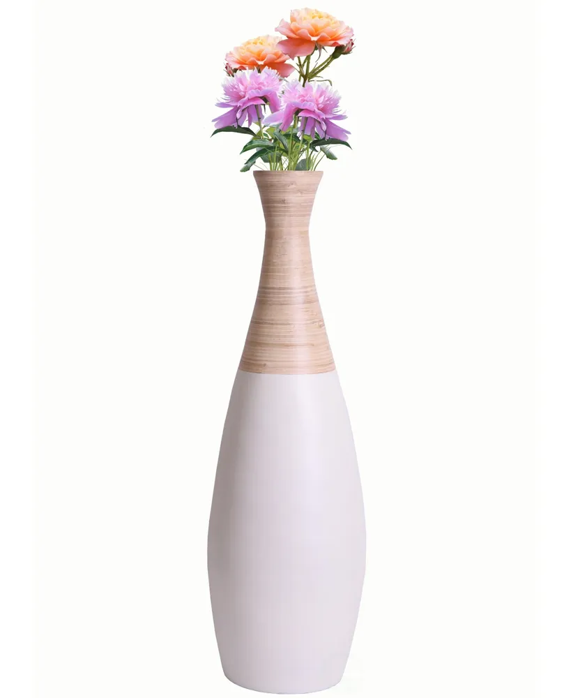 Uniquewise Modern Large Tall flower vase, White Trumpet Floor Vase