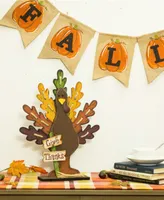 Glitzhome Burlap/Wooden Turkey Table Decor