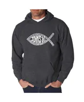 La Pop Art Men's Word Hooded Sweatshirt - John 3:16 Fish Symbol