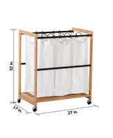 Trinity 3 Bag Bamboo Laundry Cart