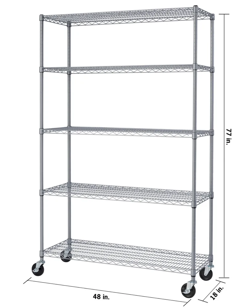 Trinity 5-Tier Outdoor Wire Shelving Rack with Nsf Includes Wheels