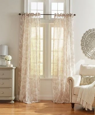 Elrene Home Fashions Westport Floral Tie-Top Sheer Window Curtain