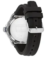 Tommy Hilfiger Men's Black Silicone Strap Watch 44mm, Created for Macy's