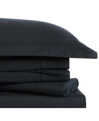 Brooklyn Loom Solid Cotton Percale 3-Pc. Sheet Set
