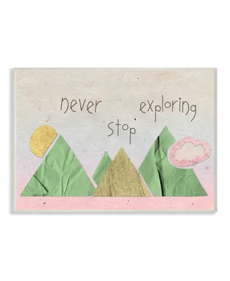 Stupell Industries Never Stop Exploring Mountain Collage Pink Wall Plaque Art, 10" x 15"