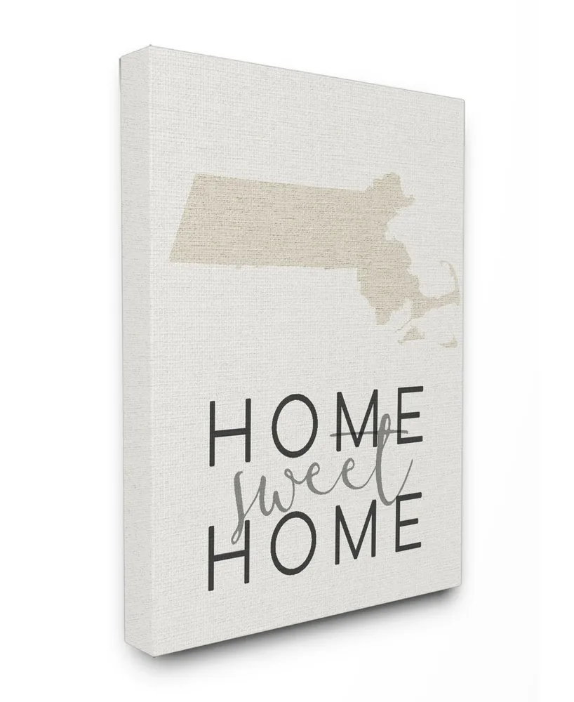 Stupell Industries Home Sweet Home Massachusetts Typography Canvas Wall Art, 24" x 30"