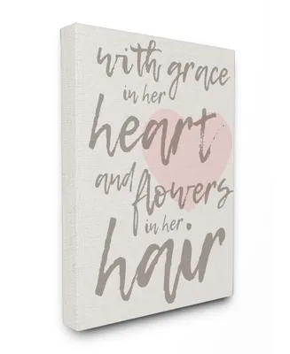 Stupell Industries Grace In Her Heart and Flowers in Her Hair Canvas Wall Art, 24" x 30"