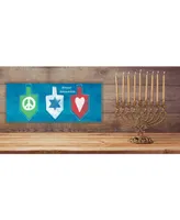 Stupell Industries Happy Hanukkah Peace Faith Love Dreidle Wall Plaque Art, 7" x 17"