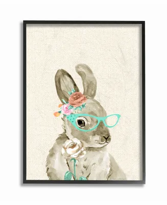 Stupell Industries Woodland Bunny with Cat Eye Glasses Framed Giclee Art