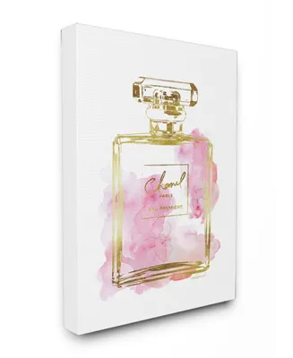 Stupell Industries Glam Perfume Bottle Gold Pink Canvas Wall Art