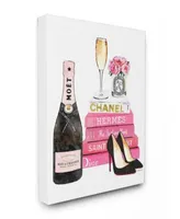 Stupell Industries Glam Pink Fashion Book Champagne Hells Flowers Art Collection