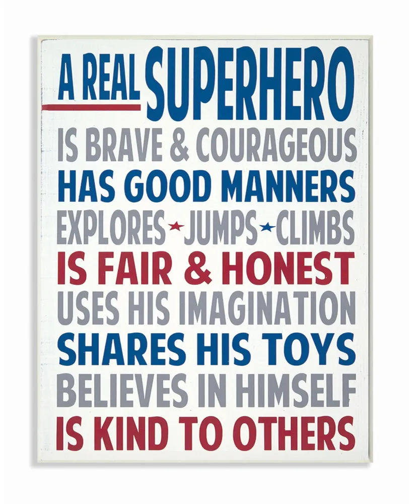 Stupell Industries Home Decor Typography Art, A Real Superhero Wall Plaque Art, 12.5" x 18.5"