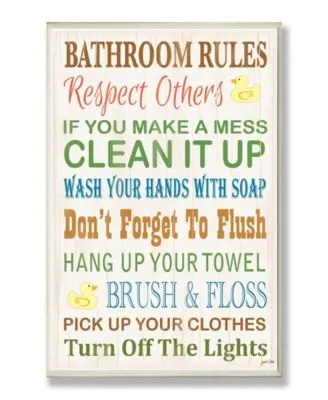 Stupell Industries Home Decor Bathroom Rules Typography Rubber Ducky Bathroom Art Collection