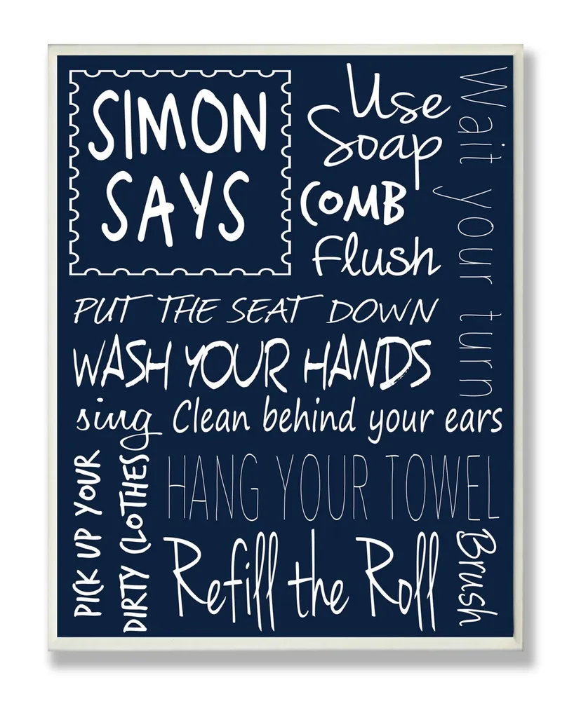 Stupell Industries Home Decor Simon Says Bath Rules Chalkboard Bathroom Wall Plaque Art, 12.5" x 18.5"