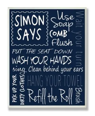 Stupell Industries Home Decor Simon Says Bath Rules Chalkboard Bathroom Art Collection