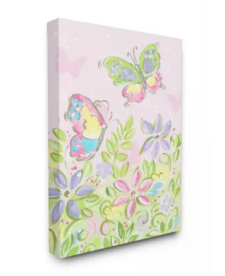 Stupell Industries The Kids Room Pastel Butterflies and Flowers Canvas Wall Art