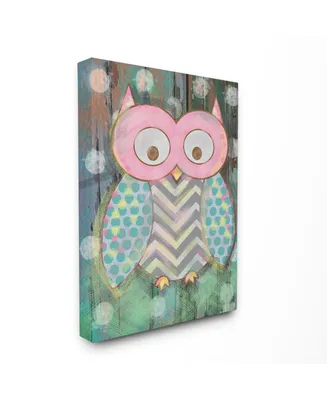 Stupell Industries The Kids Room Distressed Woodland Owl Canvas Wall Art