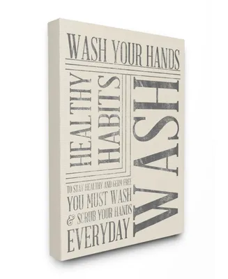 Stupell Industries Home Decor Wash Your Hands Typography Bathroom Canvas Wall Art