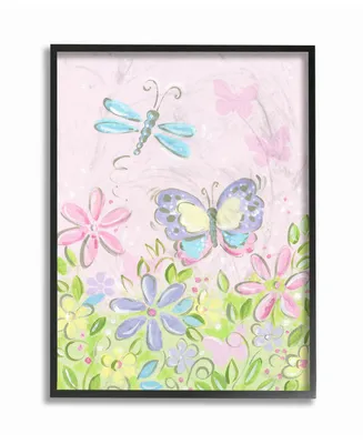 Stupell Industries The Kids Room Pastel Butterfly and Dragonfly Framed Giclee Art, 11" x 14"