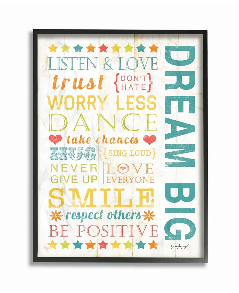 Stupell Industries The Kids Room Dream Big Typography Framed Giclee Art, 16" x 20"