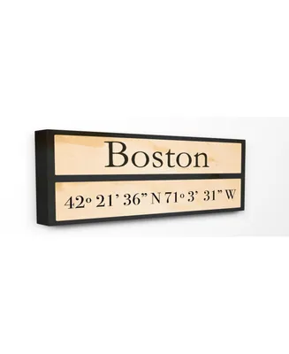 Stupell Industries Wood City Coordinates Boston Canvas Wall Art, 10" x 24"