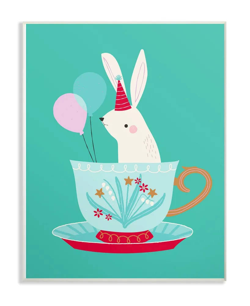 Stupell Industries Bunny in Teacup Wall Plaque Art, 12.5" x 18.5"