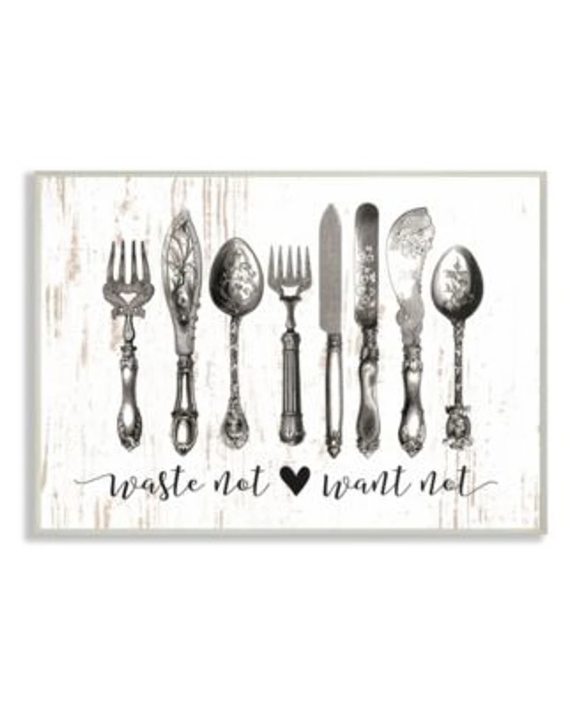 Stupell Industries Waste Not Want Not Silverware Drawing Wall Art Collection