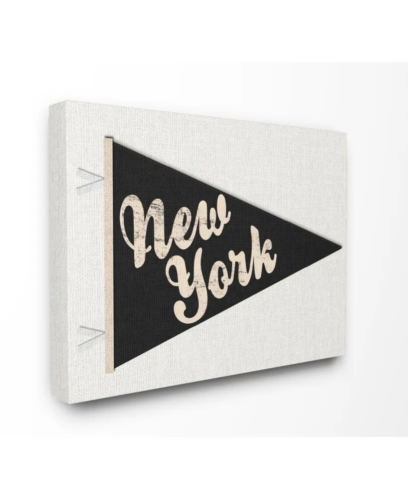 Stupell Industries New York Pennant Black Canvas Wall Art, 16" x 20"