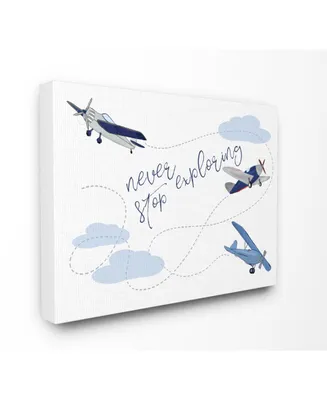 Stupell Industries Never Stop Exploring Airplanes Canvas Wall Art, 24" x 30"