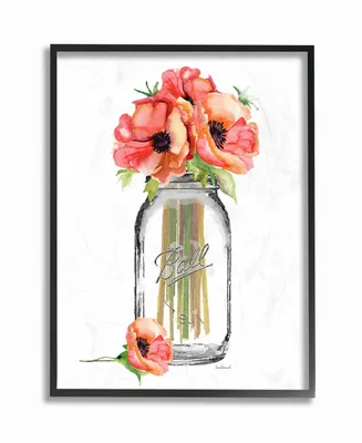 Stupell Industries Mason Jar Poppys Framed Giclee Art, 16" x 20"