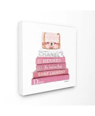 Stupell Industries Pink Book Stack Fashion Handbag Wall Art Collection