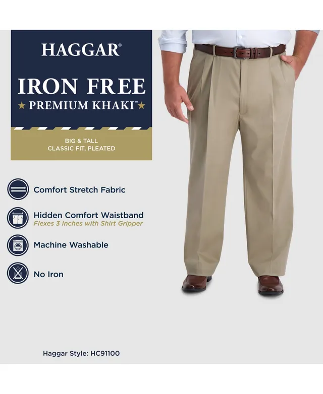 Men's Haggar® Iron Free Premium Khaki™ Classic-Fit Pleat Front