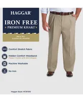 Haggar Men's Big & Tall Iron Free Premium Khaki Classic-Fit Pleated Pant