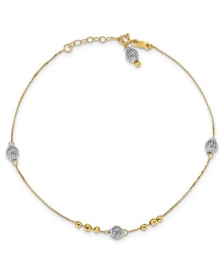Bead Anklet in 14k White and Yellow Gold