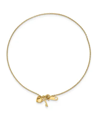 Heart and Key Anklet in 14k Gold