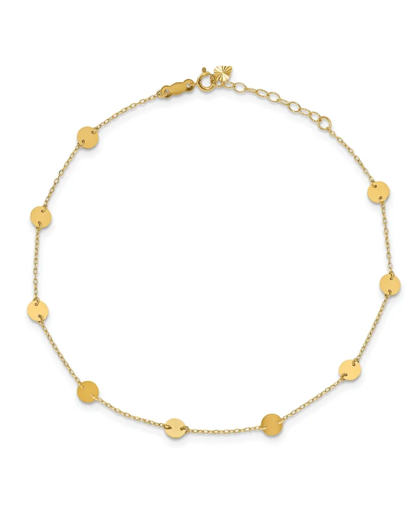 Disc Anklet with Adjustable 1" Extender in 14k Yellow Gold