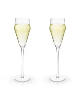 Viski Raye Angled Crystal Prosecco Glasses Set of 2, 8 Oz