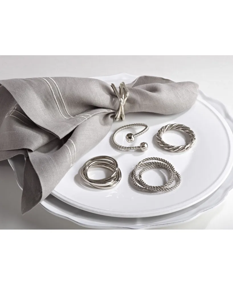 Saro Lifestyle Three Ring Design Napkin Ring, Set of 4