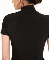 Anne Klein Short-Sleeve Mock-Neck Top