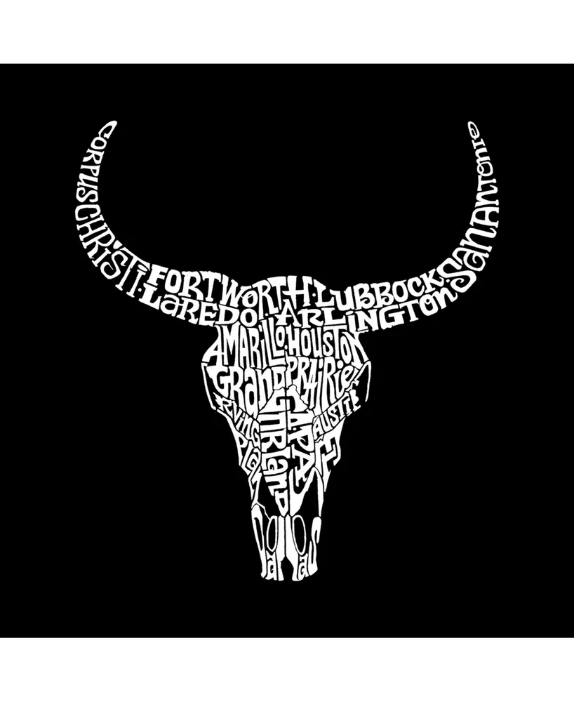 La Pop Art Men's Word Long Sleeve T-Shirt - Texas Skull